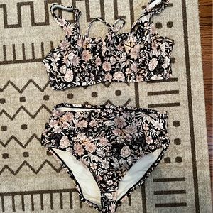 Floral high waisted swim suit set